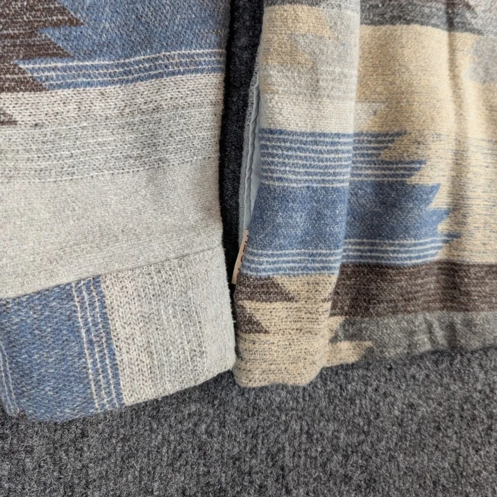 Brooklyn Cloth Mens Medium Boxy Aztec Southwestern Button Down Shirt Blue Tan‎